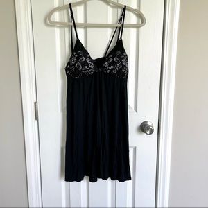 Victoria Secret size L Modal Lace Mini Slip Sleep Dress Shirt in Black